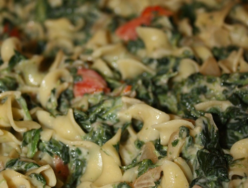 Spinach and egg noodle casserole
