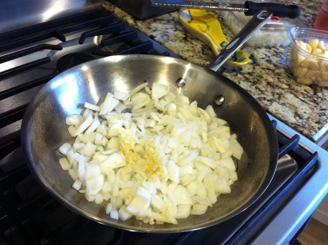 Saute onions and garlic