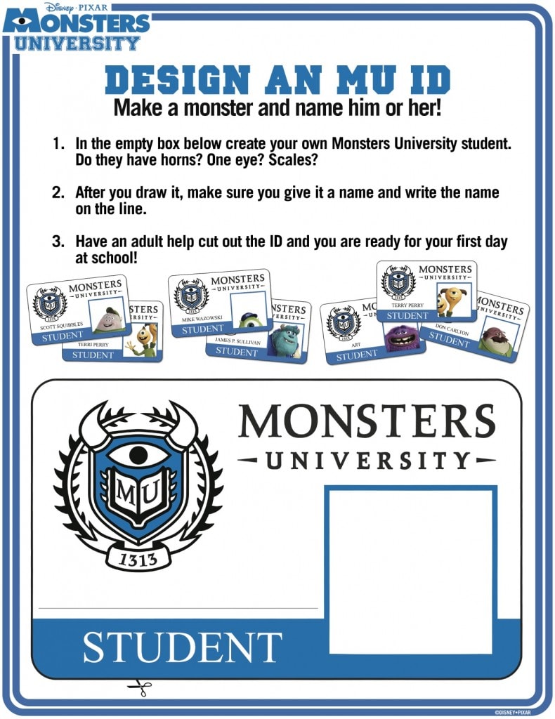 MONSTERS UNIVERSITY New Printable Activity Sheets Available Lady