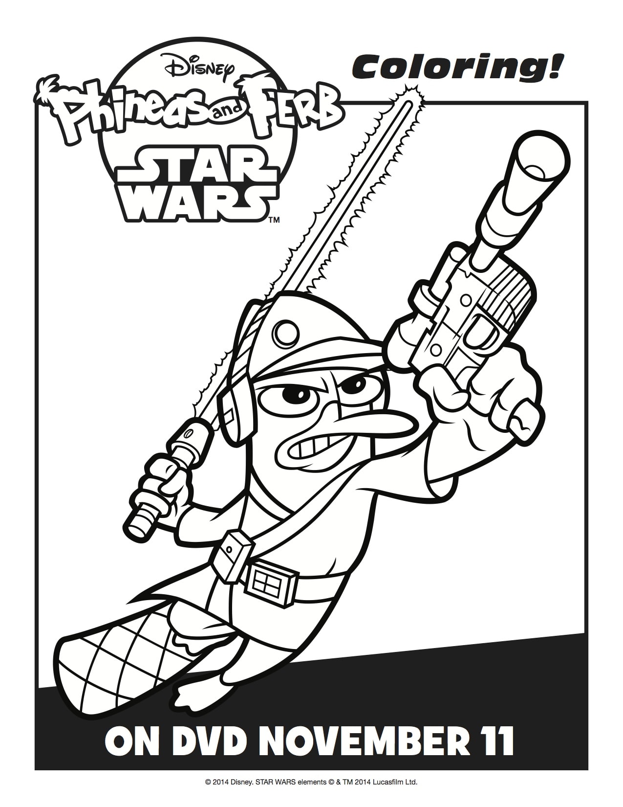 Activity Sheets: Phineas and Ferb: Star Wars on DVD Now