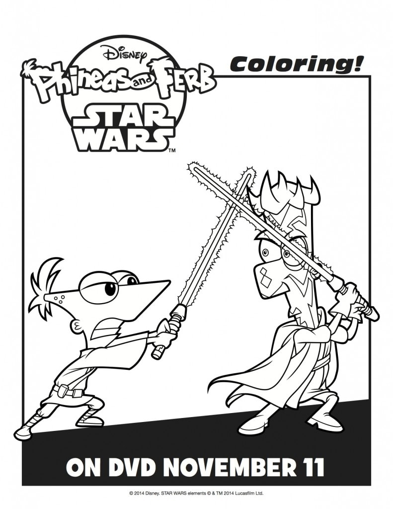 Activity Sheets: Phineas and Ferb: Star Wars on DVD Now