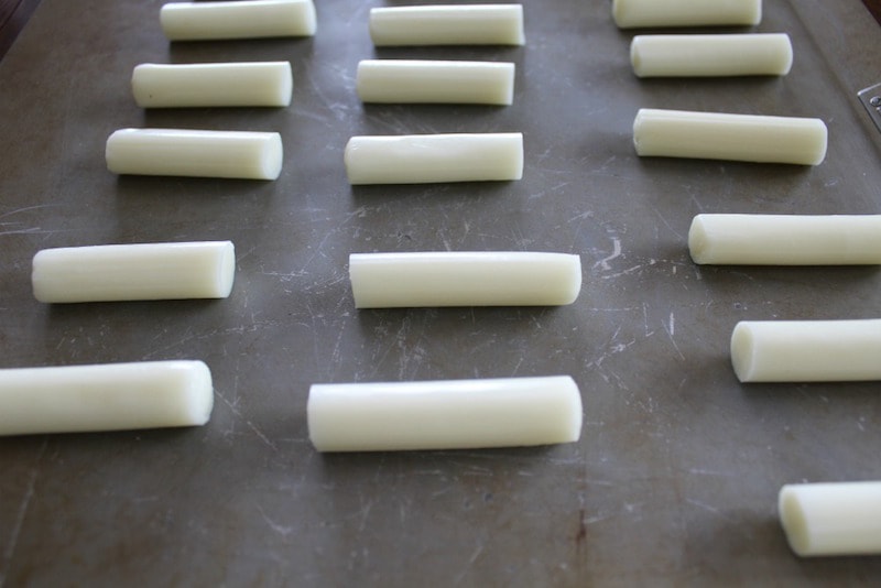 freeze Mozzarella Sticks after you cut them in half