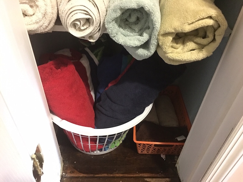 rolled up towels