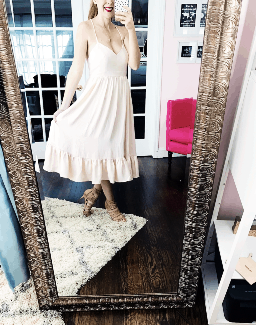Ballerina Style Dress: J Crew Drapey Spaghetti-Strap Dress #50DressesForSpring