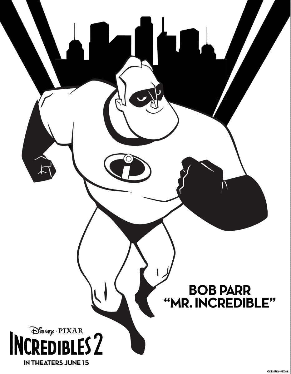 Incredibles 2 Coloring Pages And Activity Sheets - Free Downloads