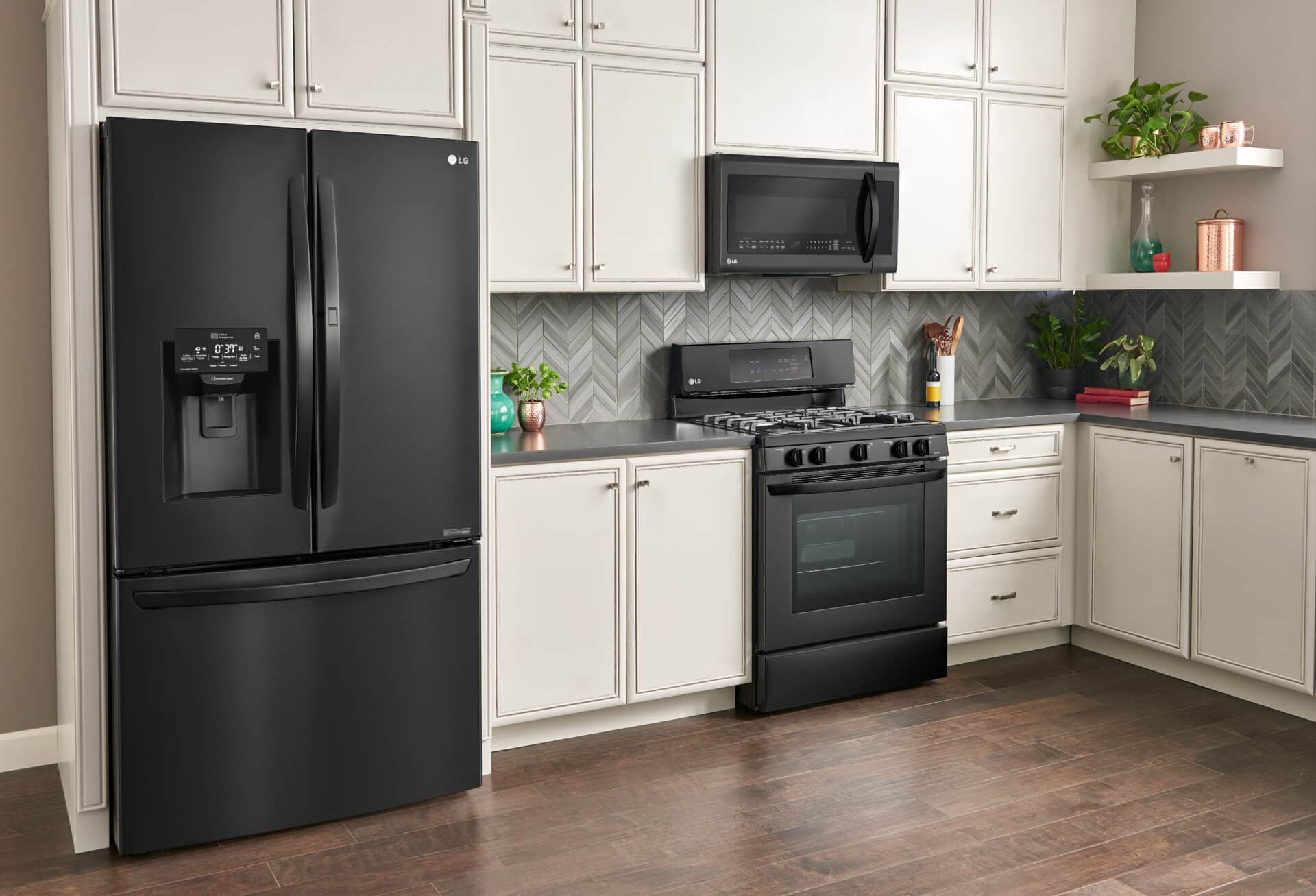 kitchen design with black matte appliances