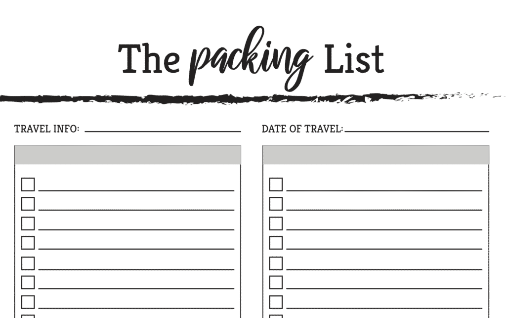 Printable Travel Packing List
