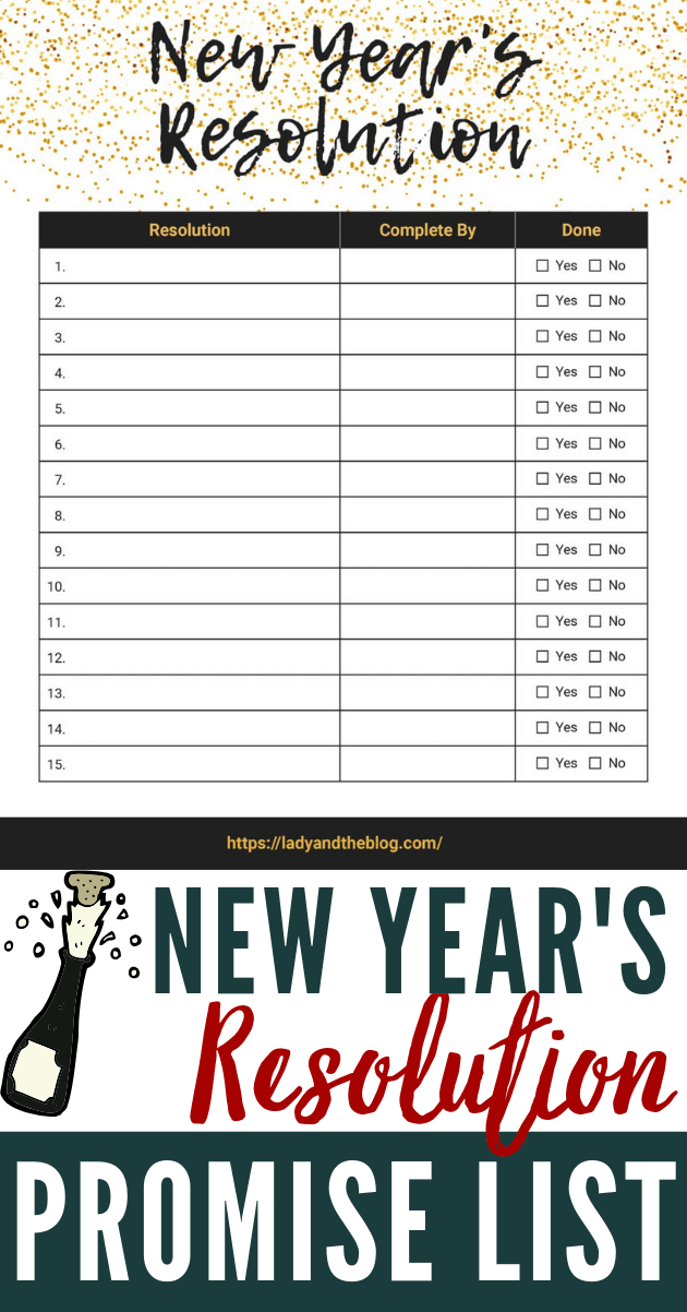 New Year s Resolution List Free Promise Printable Here