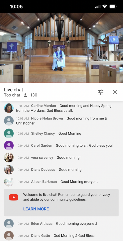 live chat during sunday mass online