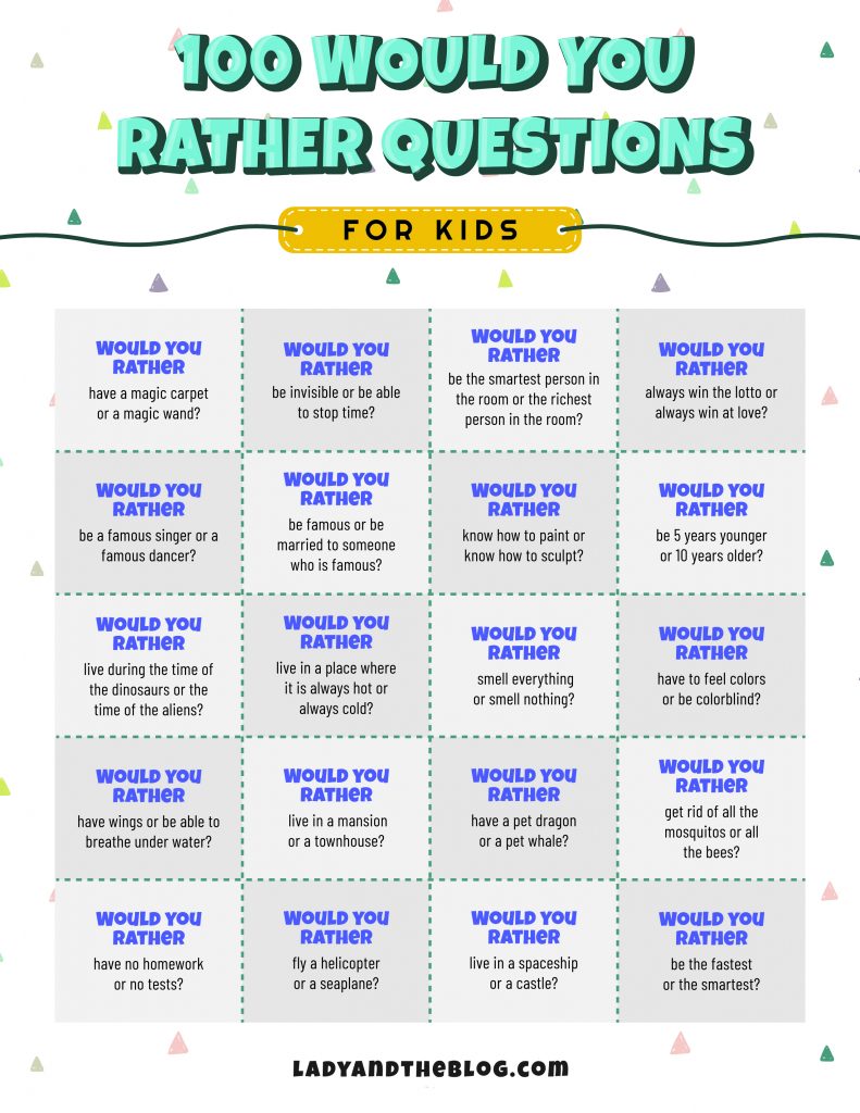 Would You Rather Questions for Kindergarten - with Pictures