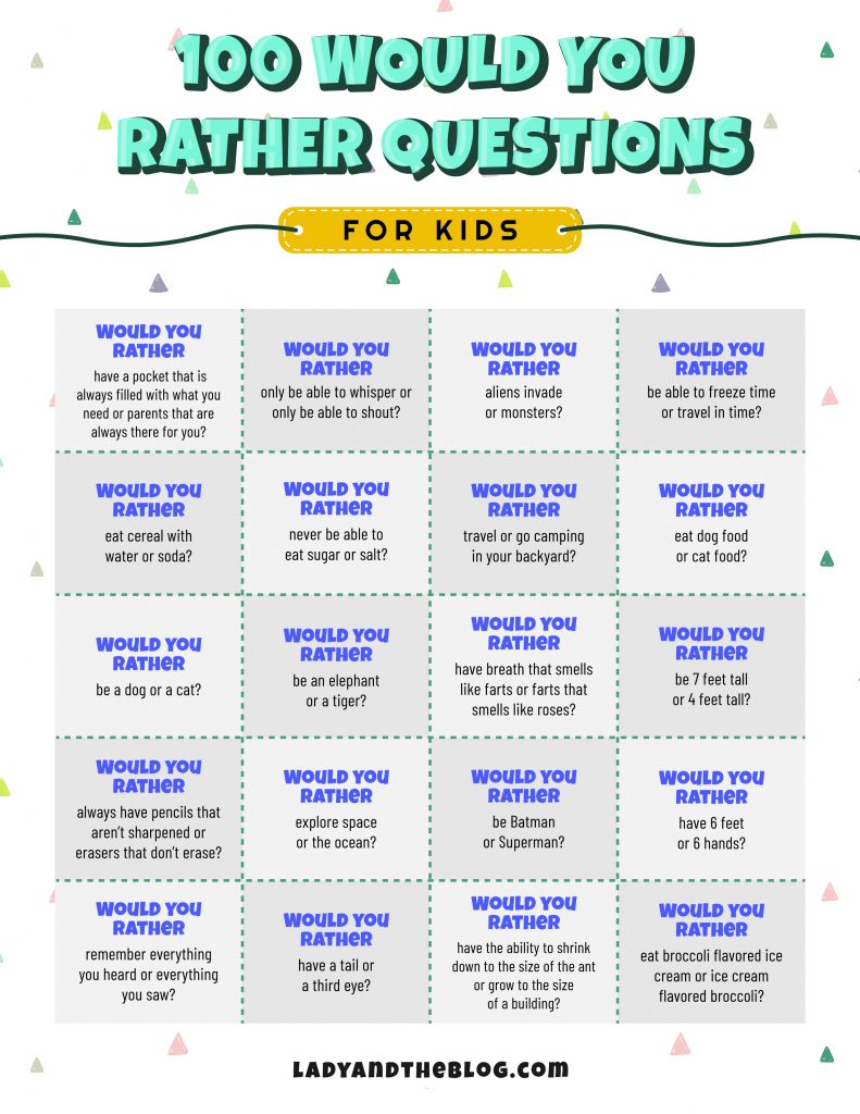 250+ Best Would You Rather Questions for Kids