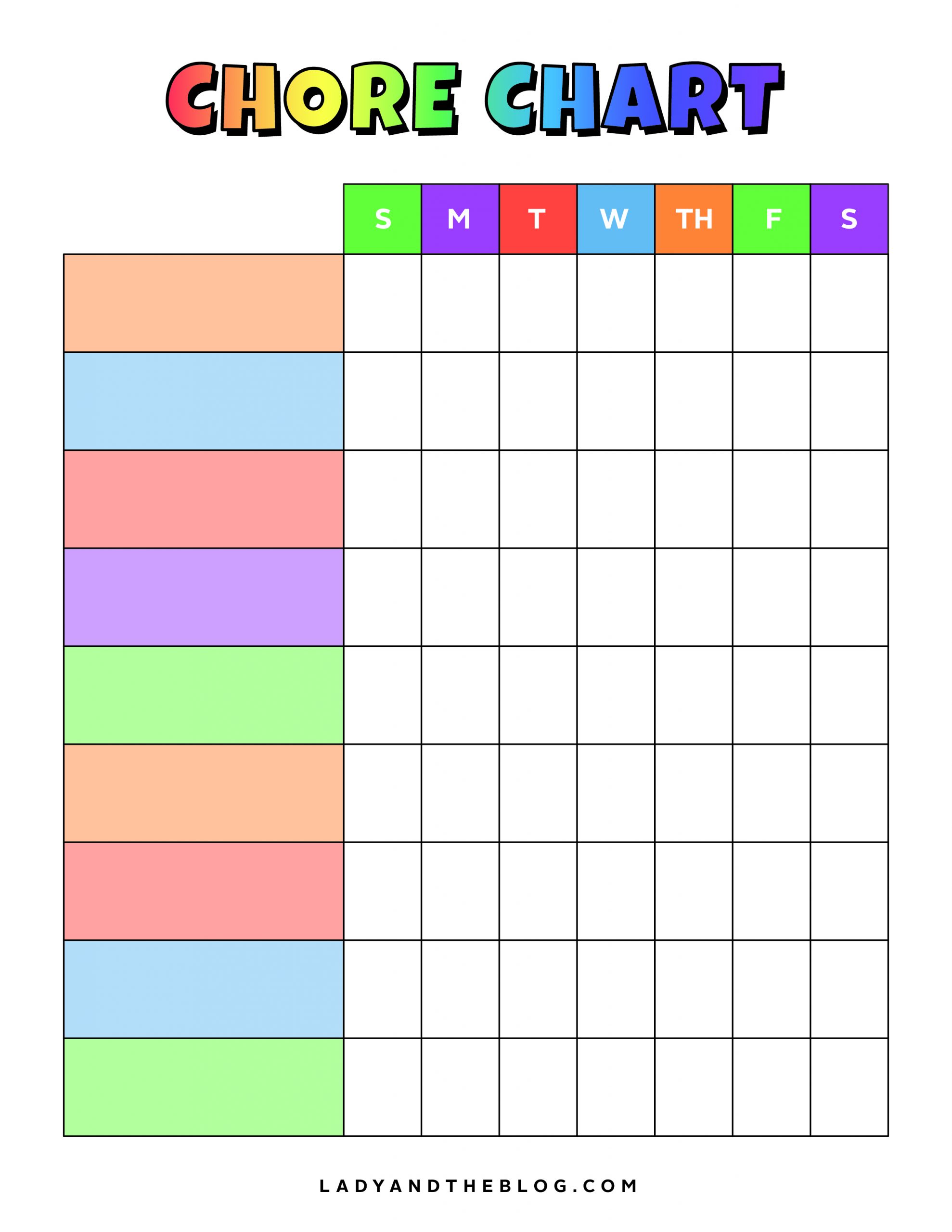 Printable Chore Chart For Kids Weekly Chore Chart Template Best 