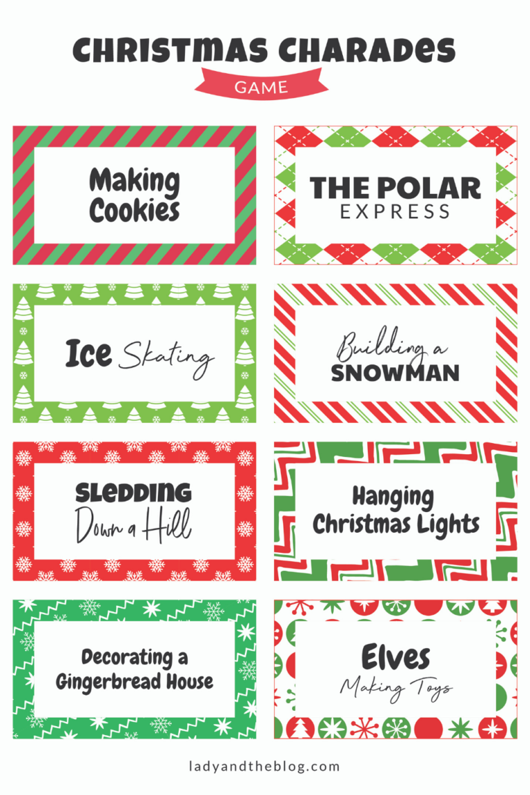 Christmas Charades Party Game - Free Printable For The Holiday