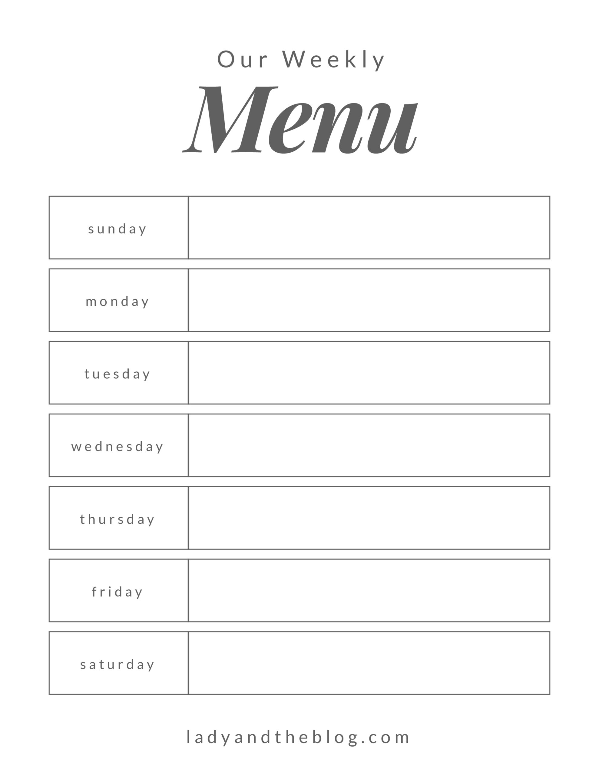 Free Printable Weekly Dinner Planner