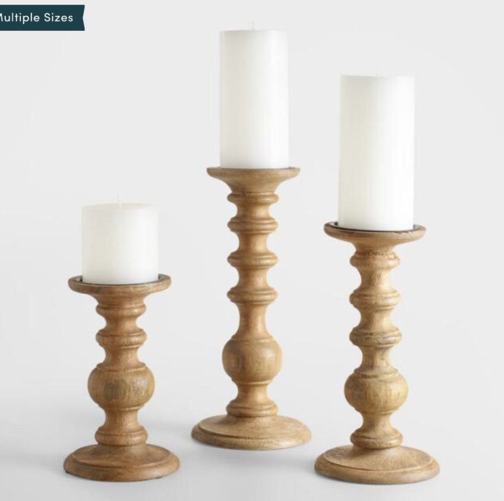 Natural Wood Pillar Candleholder