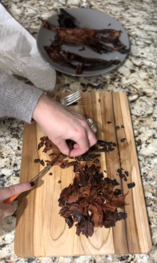 cut up bacon pieces